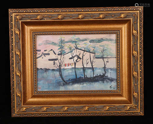 Chinese School Oil On Canvas, Framed