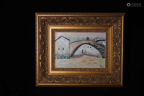 Chinese School Oil On Canvas, Framed