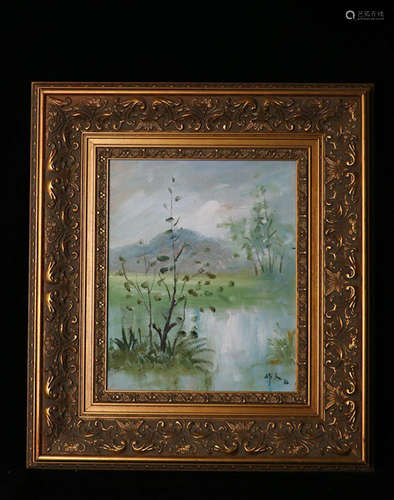 Chinese School Oil On Canvas, Framed