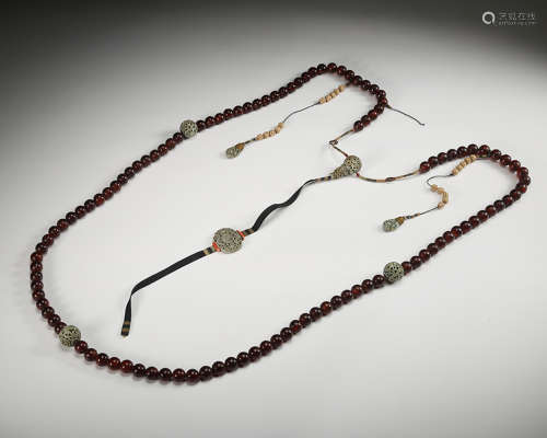 Chinese Amber Court Beads Necklace