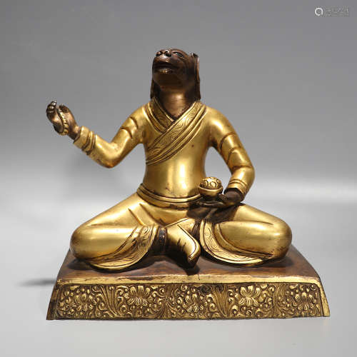 Chinese Gilt Bronze Seated Zodiac