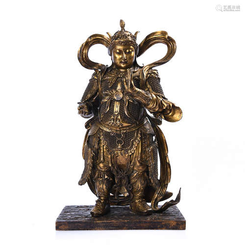 Chinese Gilt Bronze Standing Weituo