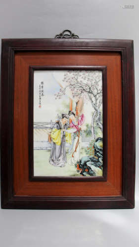 Chinese Famille Rose Porcelain Plaque