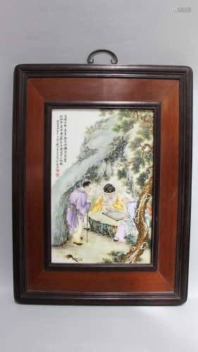 Chinese Famille Rose Porcelain Plaque Wan Dafan Ma
