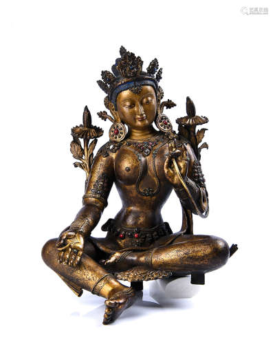 Chinese Bronze Seated Tara