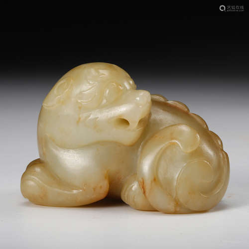 Chinese Celadon Jade Beast