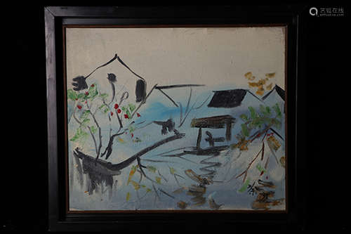 Chinese School Oil On Canvas, Framed