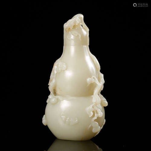 Chinese White Jade Carved Gourd