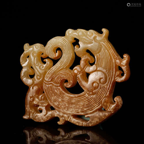 Chinese Archaistic Jade Dragon Pendant