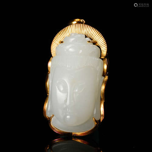Chinese White Jade Buddha Pendant