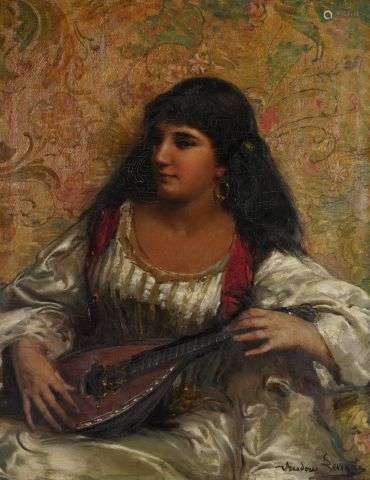 Théodore LEVIGNE (1848-1912)，《La Gitane》，布面油画，右下方签名...