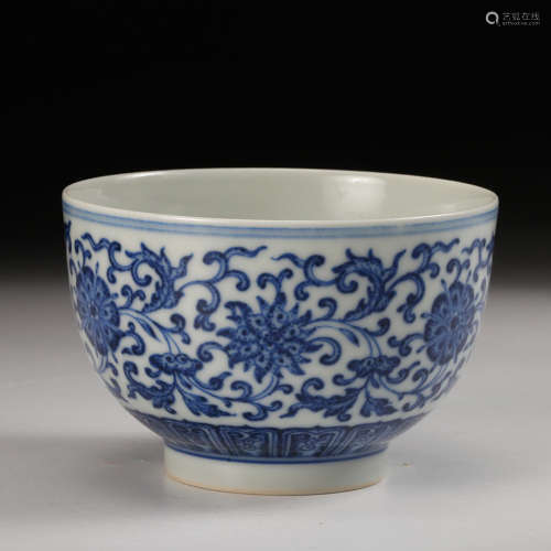 Chinese Blue White Foliage Porcelain Bowl