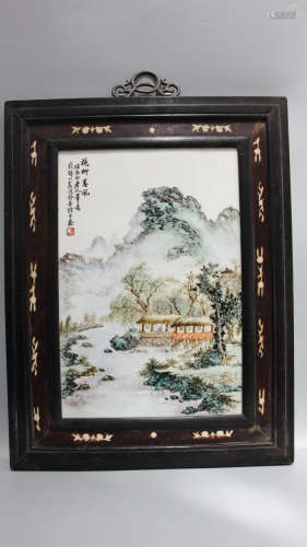 Chinese Famille Rose Porcelain Plaque Wan Yeting M