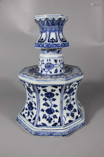 Chinese Blue White Porcelain Candle Stand