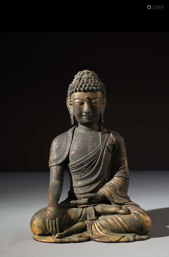 Chinese Bronze Seated Shakyamuni