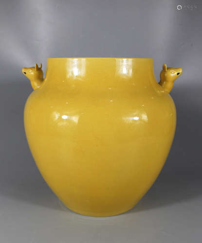 Chinese Yellow Glazed Porcelain Jar