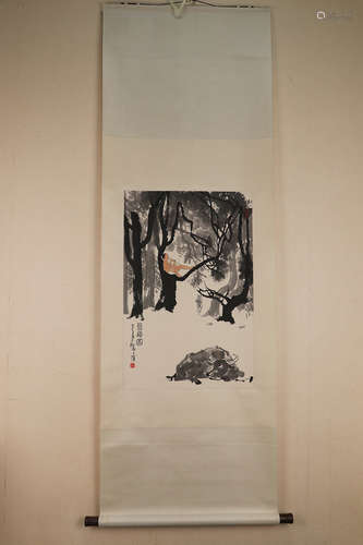 Chinese School Ink And Color Scroll Painting