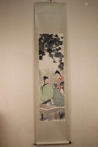 Chinese School Ink And Color Scroll Painting