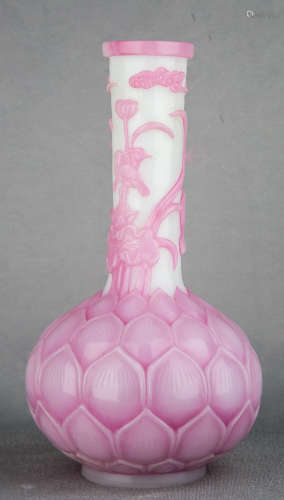 Chinese Peking Glass Lotus Vase