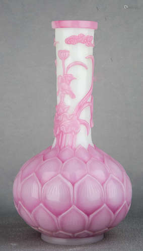 Chinese Peking Glass Lotus Vase