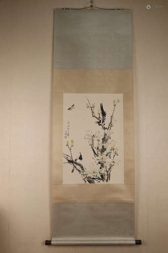 Chinese School Ink And Color Scroll Painting