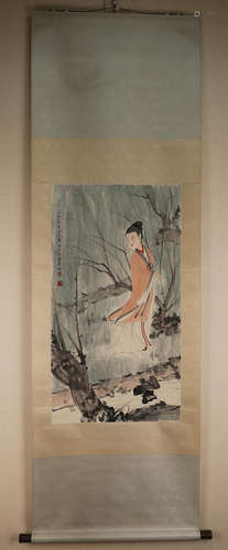 Chinese School Ink And Color Scroll Painting