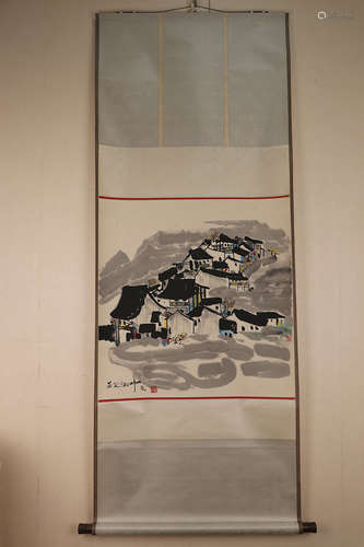 Chinese School Ink And Color Scroll Painting