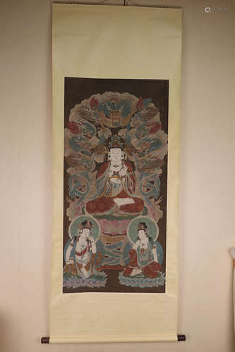 Chinese School Ink And Color Scroll Painting