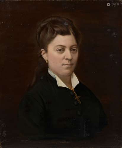 LEMAITRE (XIXe siècle).Portrait d'une élégante.Huile sur toi...