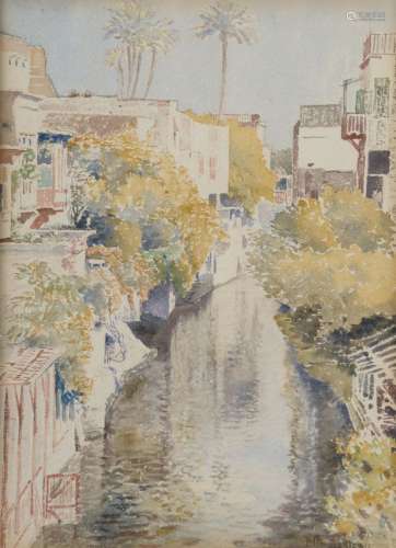 Élie BERTEAU (1864-1933).Kairo.Aquarelle sur papier titrée e...