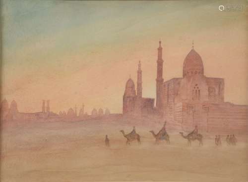 Élie BERTEAU (1864-1933).Kairo.Aquarelle sur papier.Haut. : ...