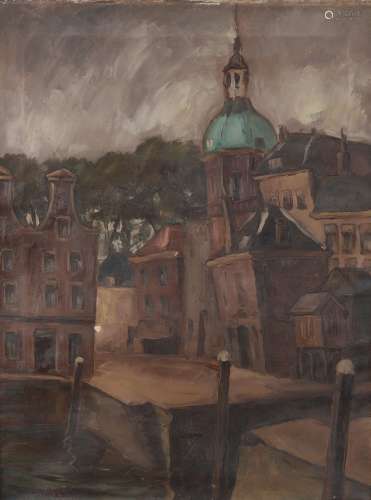Jos CROÏN (1894-1949).Vue du clocher de Dordrecht.Huile sur ...
