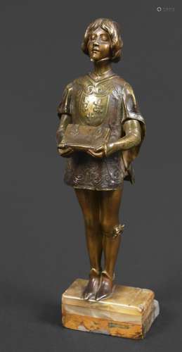 FRIEDRICH GOLDSCHEIDER BRONZE a small bronze figure of a boy...