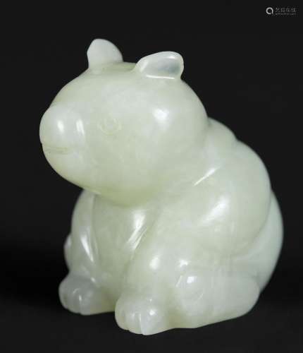 CHINESE JADE BEAR a small celadon jade figure of a bear, pro...