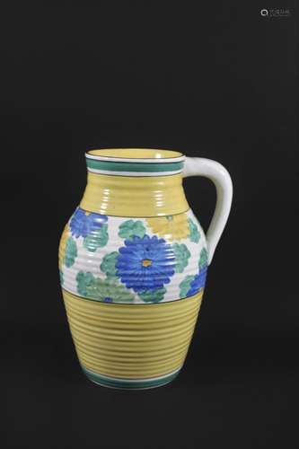 CLARICE CLIFF LOTUS JUG - SUNGAY a large singled handled lot...