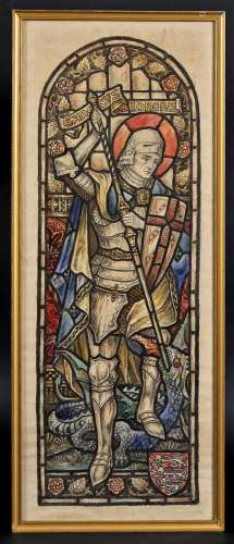 STAIN GLASS DESIGN - F D HUMPHREYS a watercolour, pencil and...