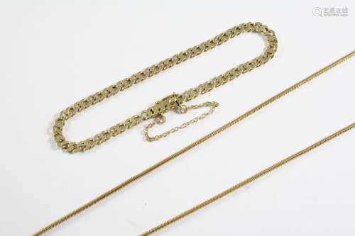 A 14CT GOLD SNAKE LINK CHAIN NECKLACE 57cm long, 9.1 grams, ...
