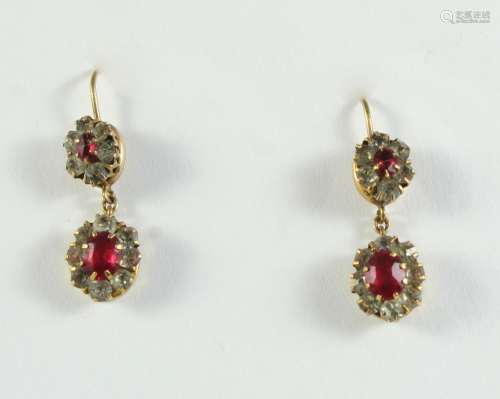 A PAIR OF GEORGIAN PASTE SET DROP EARRINGS each set with two...