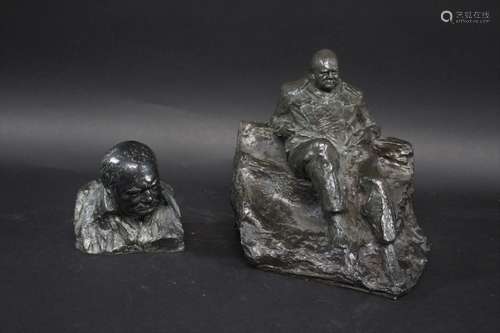 AFTER OSCAR NEMON - BRONZE RESIN MAQUETTE OF WINSTON CHURCHI...