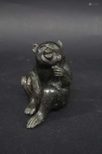 JAPANESE BRONZE MONKEY - SIGNED a late 19thc Meiji period br...