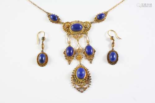 A LAPIS LAZULI AND GOLD NECKLET the intricate gold openwork ...