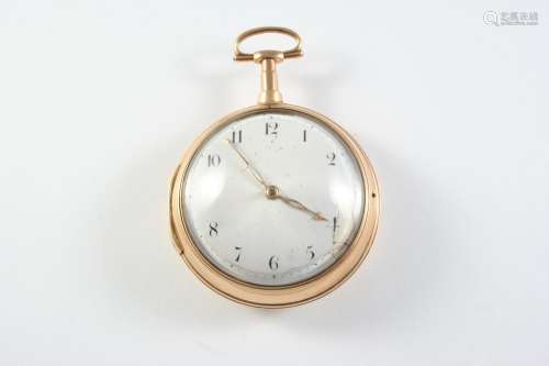 AN EARLY 19TH CENTURY GOLD PAIR CASED POCKET WATCH the white...