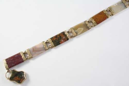 A SCOTTISH AGATE PANEL BRACELET formed with rectangular-shap...