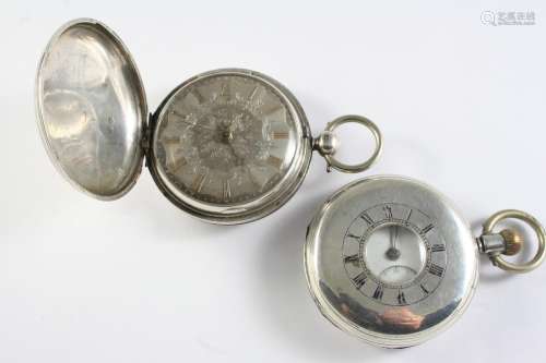 A 19TH CENTURY SILVER FULL HUNTING CASED POCKET WATCH the si...