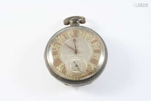 A SILVER OPEN FACED POCKET WATCH the ornate dial with Roman ...