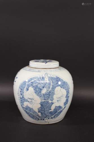LARGE CHINESE GINGER JAR probably late 19thc or early 20thc,...