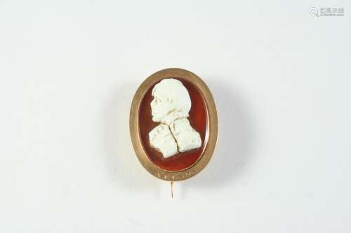 A CARVED SHELL CAMEO BROOCH depicting the bust of Lord Nelso...