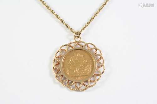 A GOLD SOVEREIGN 1892, in a gold pendant mount and on a 9ct ...