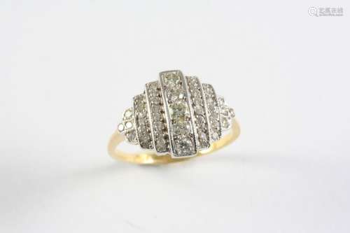 A DIAMOND RING mounted with graduated circular-cut diamonds ...