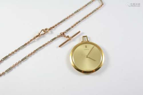 A SWISS SLIM 18CT GOLD OPEN FACED POCKET WATCH BY CORUM with...